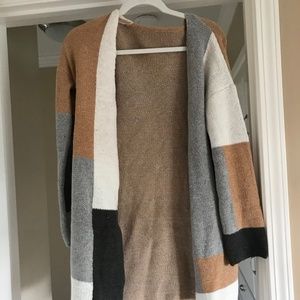 Multi-colored block pattern cardigan